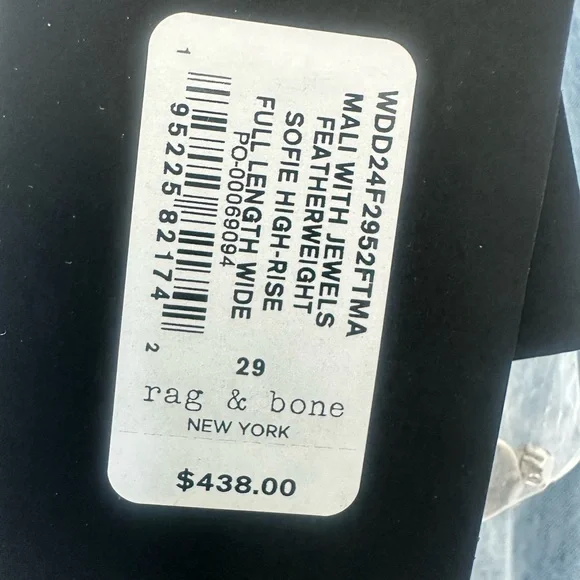 rag & bone Embellished Wide Leg Blue Jeans - Picture 3 of 7